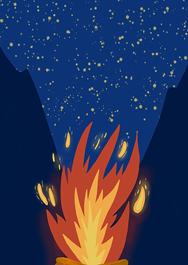 Campfire Under Stars