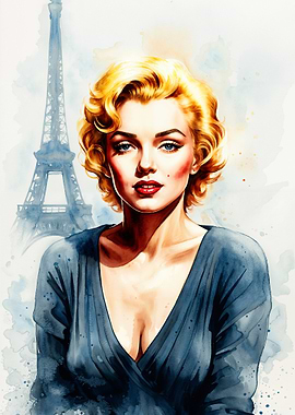 Marilyn Monroe Paris Watercolor