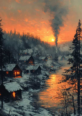Winter Village Sunset