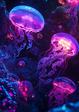 Pulse Drift – Neon Creature of the Deep - Glowing Jellyfish