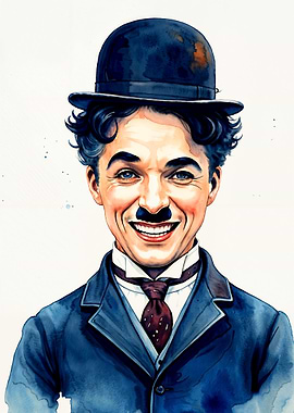 Charlie Chaplin Watercolor Portrait