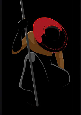 Silhouetted Figure with Staff