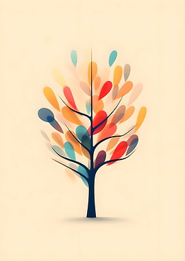 Abstract Minimalist Colorful Tree