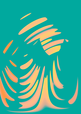 Abstract Pastel Teal and Orange Art