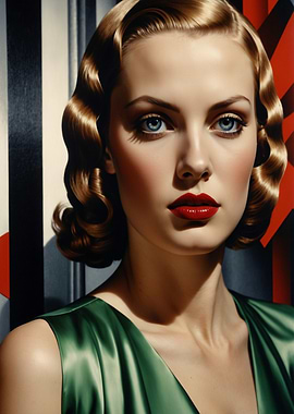 Vintage 1930s Art Deco Style Glamour Portrait