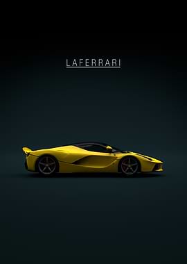 Yellow Ferrari LaFerrari - green background