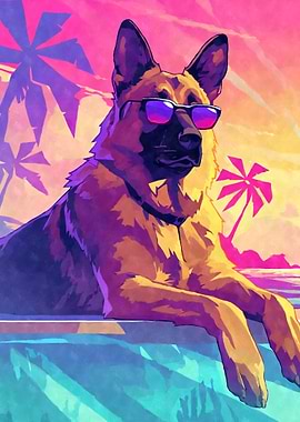 80s Retro German Shepherd