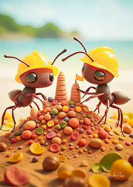 Ants Building Sandcastle
