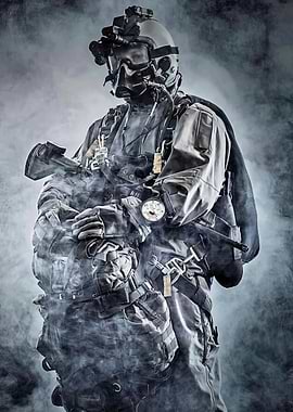 Military Diver with Gear