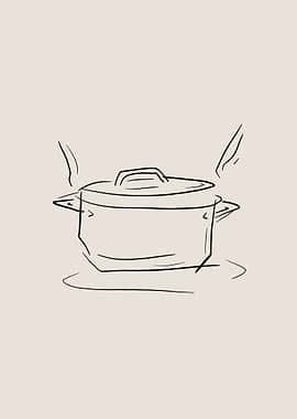Steaming Pot Line Art