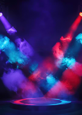 Neon Stage with Smoke
