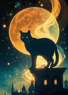 Black Cat on Rooftop