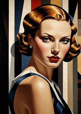 Art Deco 1930s Lempicka Style Glamour Portrait