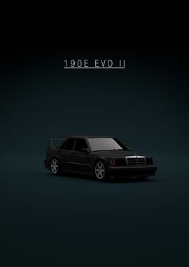 Black - Front Mercedes 190E EVO II - green background