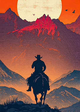 Cowboy Silhouette Sunset
