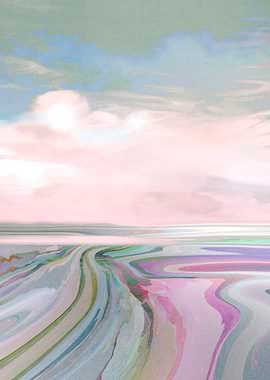 Surreal Pastel Landscape with soft Clouds