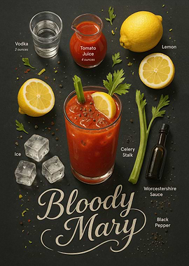 Bloody Mary Poster – Savory Vodka Brunch Cocktail