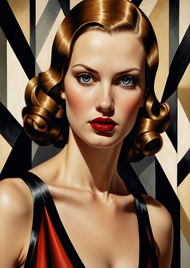 Vintage 1930s Art Deco Style Woman Portrait