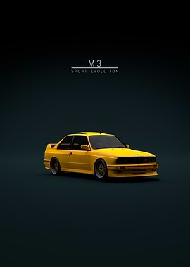 Yellow Front - BMW M3 E30 Evo 3 - green background