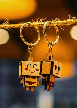 Smiling Wooden Keychains