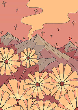 Mountain Sunset Flowers