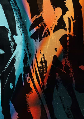 Abstract Brushstrokes Night Sky