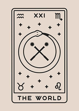Beige Tarot Card THE WORLD