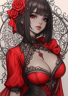 Anime Girl in Red Dress