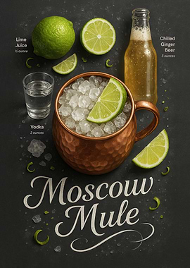 Moscow Mule Poster – Vodka, Lime, and Copper Mug