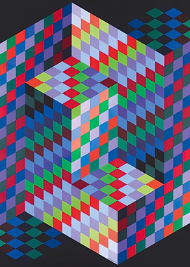 Victor Vasarely Abstract Geometric Cube
