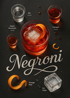 Negroni Poster – Bitter-Sweet Italian Aperitif Cocktail