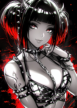 Anime Girl with Horns Gaming