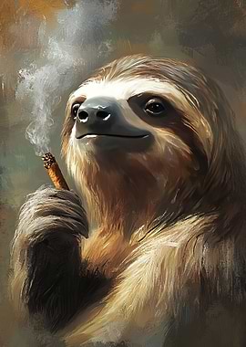 Sloth Smoking Cigar