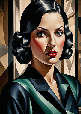 Vintage 1930s Art Deco Lempicka Style Portrait