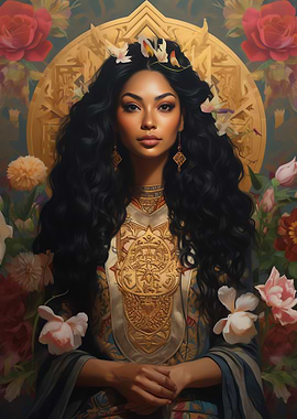 Woman in Floral Attire