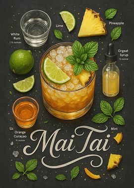 Mai Tai Poster – Tropical Rum and Citrus Cocktail