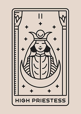 Beige Tarot Card THE HIGH PRIESTESS