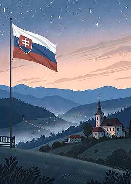 Slovakia Flag & Church