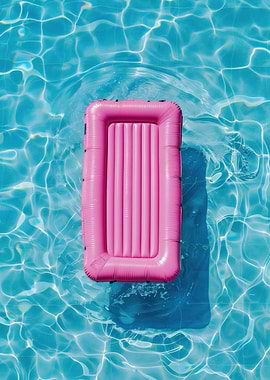 Pink Inflatable Pool Float - Pink Pool Float - Summer Relaxation Scene