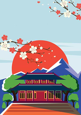 Japanese Temple Sunset