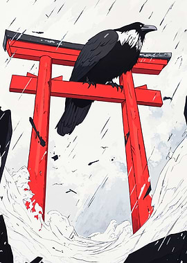 Raven at Torii Gate