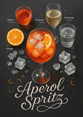 Aperol Spritz Poster – Orange Italian Aperitif Cocktail