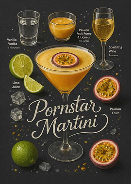 Pornstar Martini Poster – Passion Fruit and Vodka Cocktail