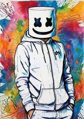 Marshmello Watercolor Portrait