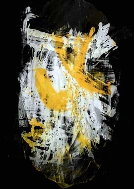 Night Spirits Abstract Yellow and Black Painting