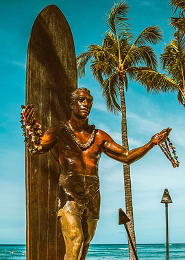 Bronze Surfer Statue