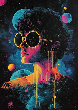 Elevated dreamer in pink stellar vortex