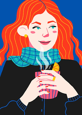 Woman with Hot Drink