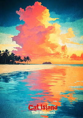 Cat Island Bahamas Art Poster