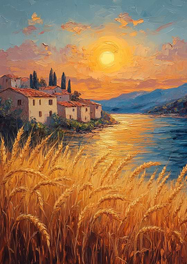 Sunset Village by the River